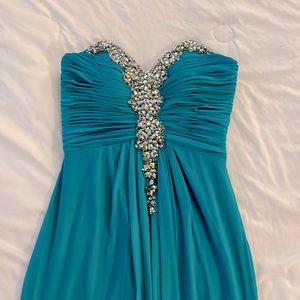 Windsor prom dress - strapless - aqua blue size 2